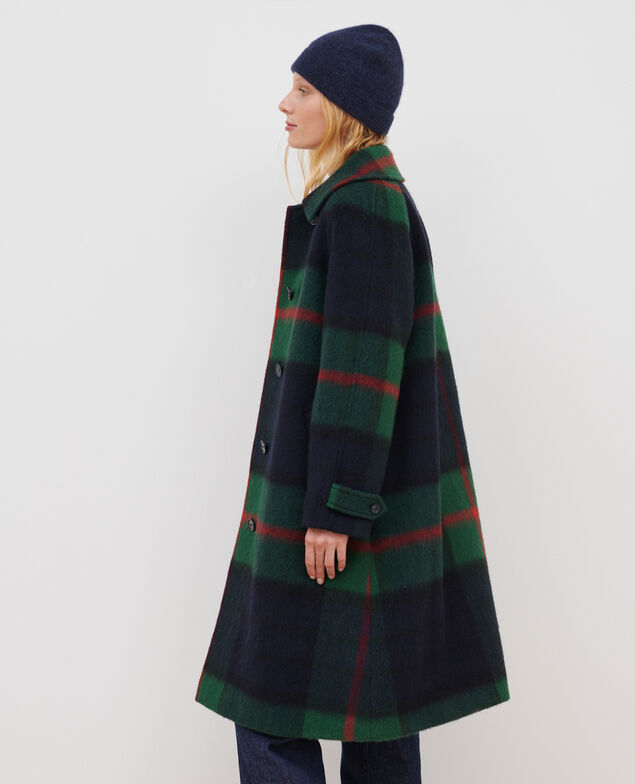 Langer Mantel aus Mischwolle A551 green check