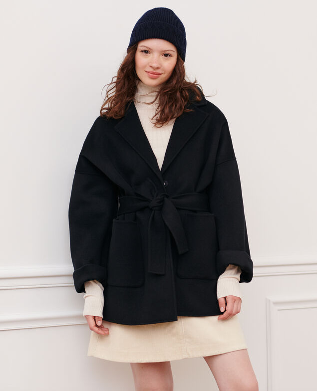 Kurzer Mantel aus Mischwolle 09 black