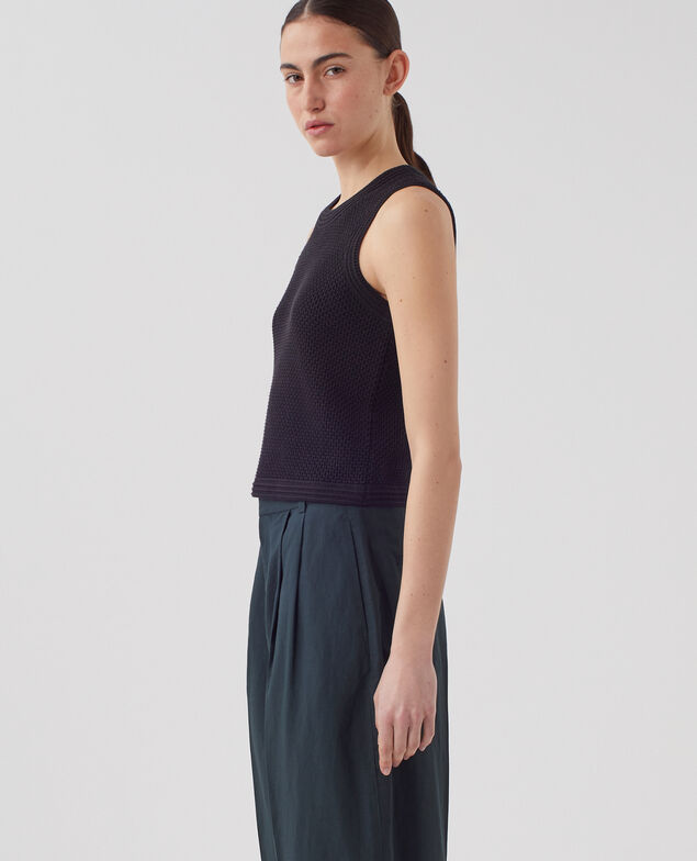Top mit Ajourstrick aus Baumwolle U090 black