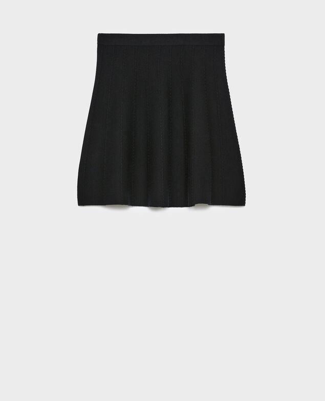 Kurzer Rock aus Merinowolle A092 black knit 3wsk137w21