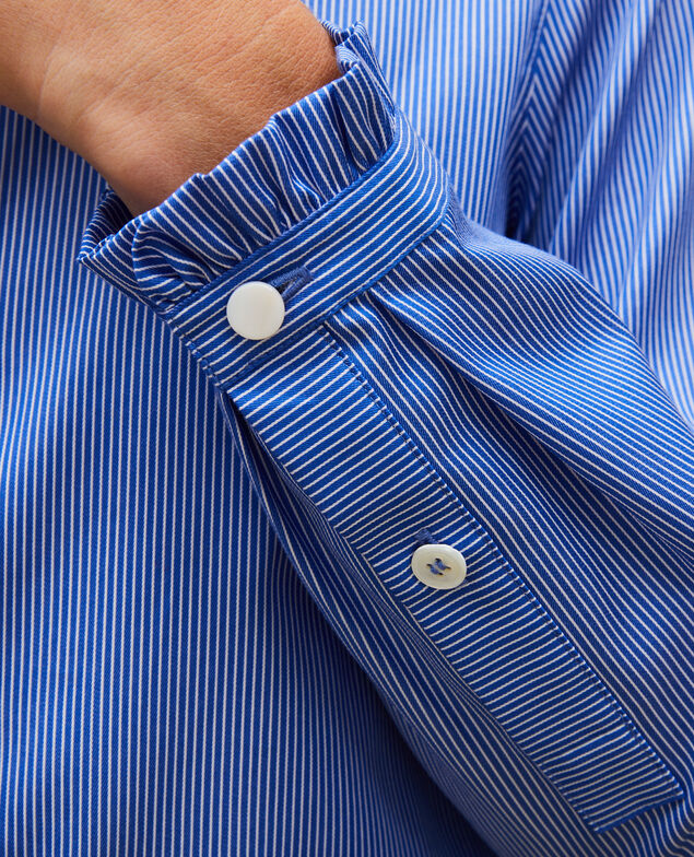  Baumwollbluse mit gerüschtem Stehkragen Blue as proto