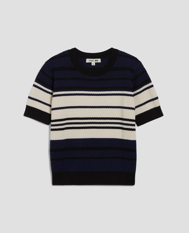 Kurzärmliger Pullover aus Baumwolle J695 st ecru navy