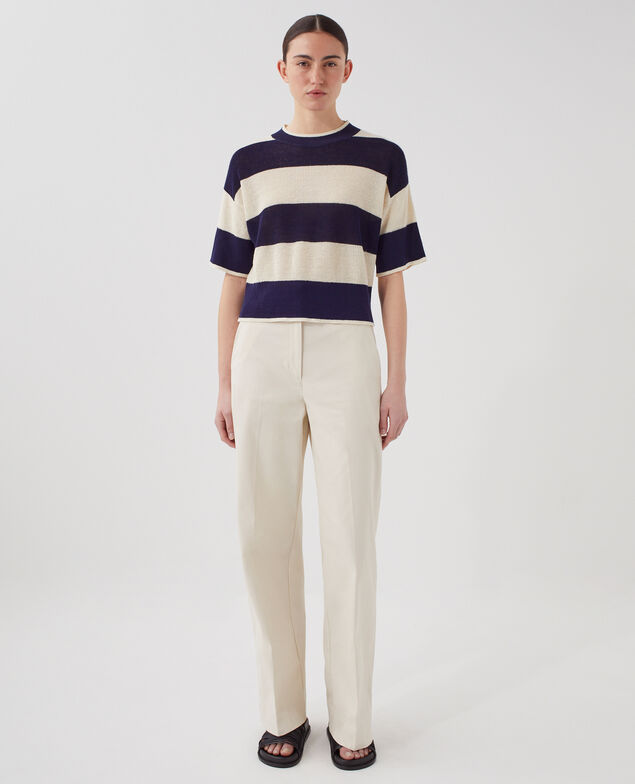 Cropped Pullover mit kurzen Ärmeln aus Leinen H692 large baritone