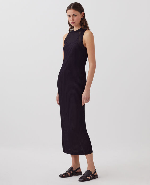 Langes Rippstrickkleid H695 night sky
