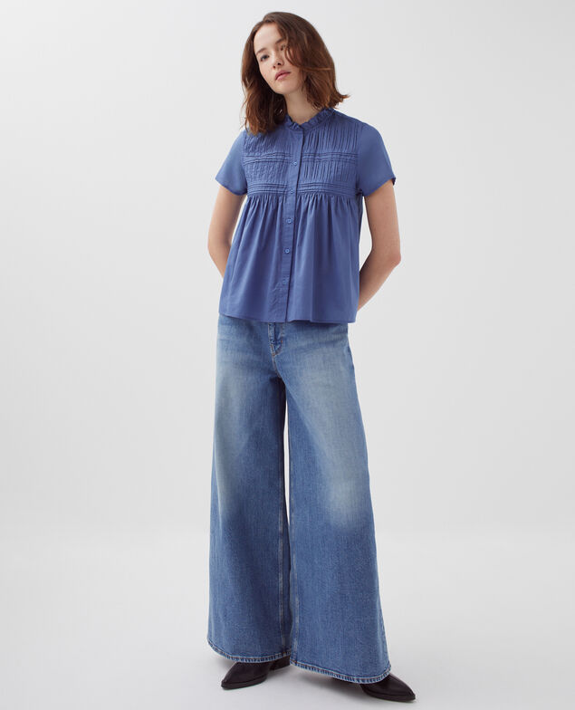 Bluse mit kurzen Ärmeln I640 gray blue