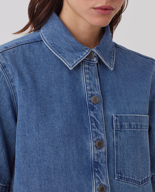 Kurzes Hemdkleid aus Denim J621 light blue
