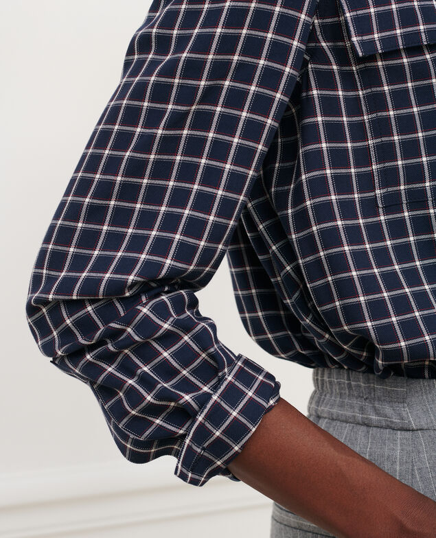 Fließende Bluse mit Karos 8869 69 navy check