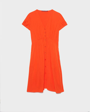 Kurzes fließendes Kleid 7020C 22 ORANGE Kurzes fließendes Kleid 7020c 22 orange