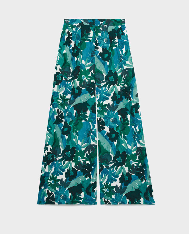 YVONNE - Weite Hose aus Baumwolle 0522 palmeraie green