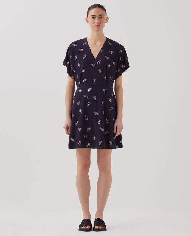 Kurzes Kleid mit fließendem Fall J693 ma paisley navy