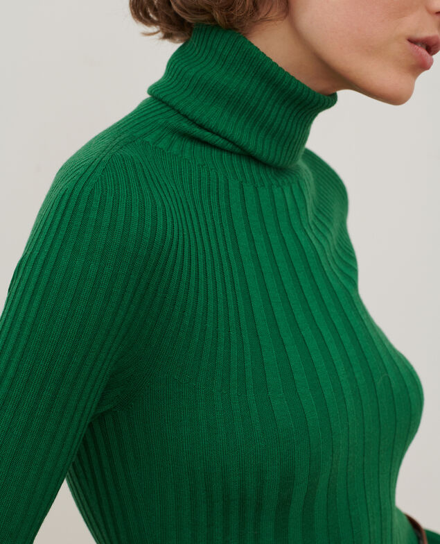 Pullover mit Rollkragen aus Merinowolle A541 bright green knit