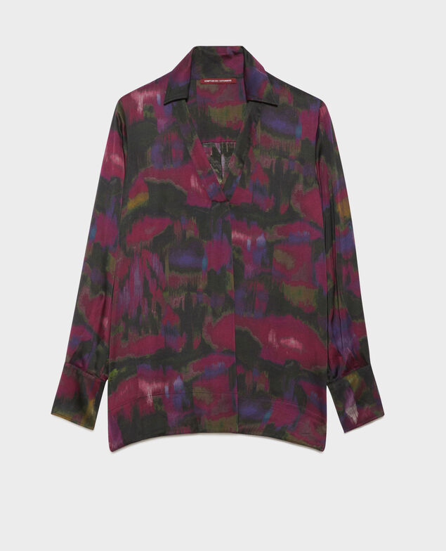 Fließende gemusterte Bluse A770 print bolero purple