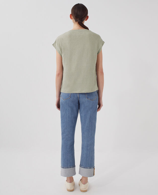 KARO - Boxy T-Shirt aus Leinen U520 green