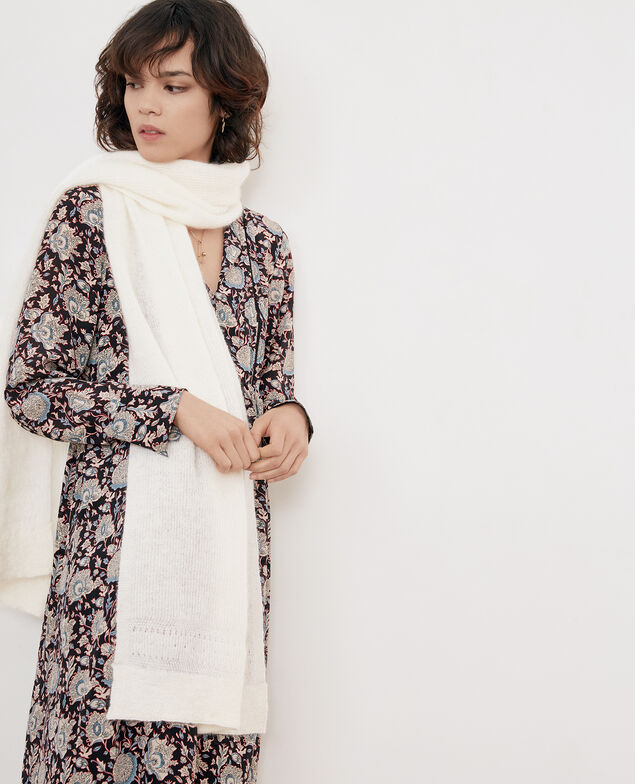 Schal mit Mohair und Wolle Off white