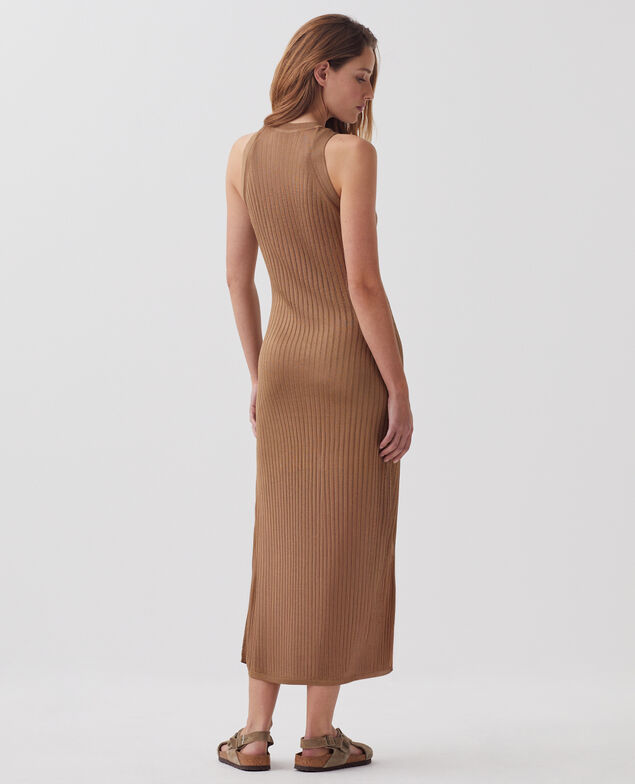 Langes Rippstrickkleid H330 tiger's eye