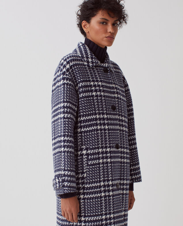 Langer Mantel I681 houndstooth ble