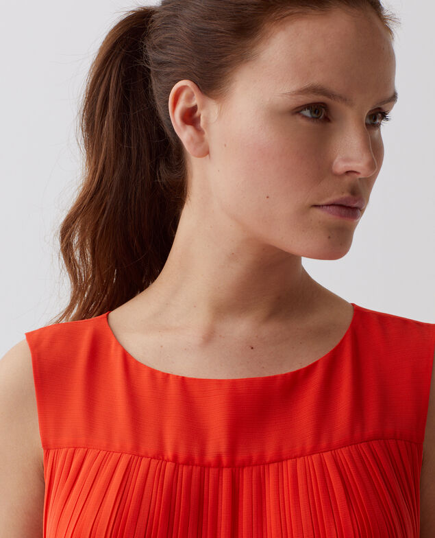 Fließendes kurzes Plissee-Kleid I250 cherry tomato