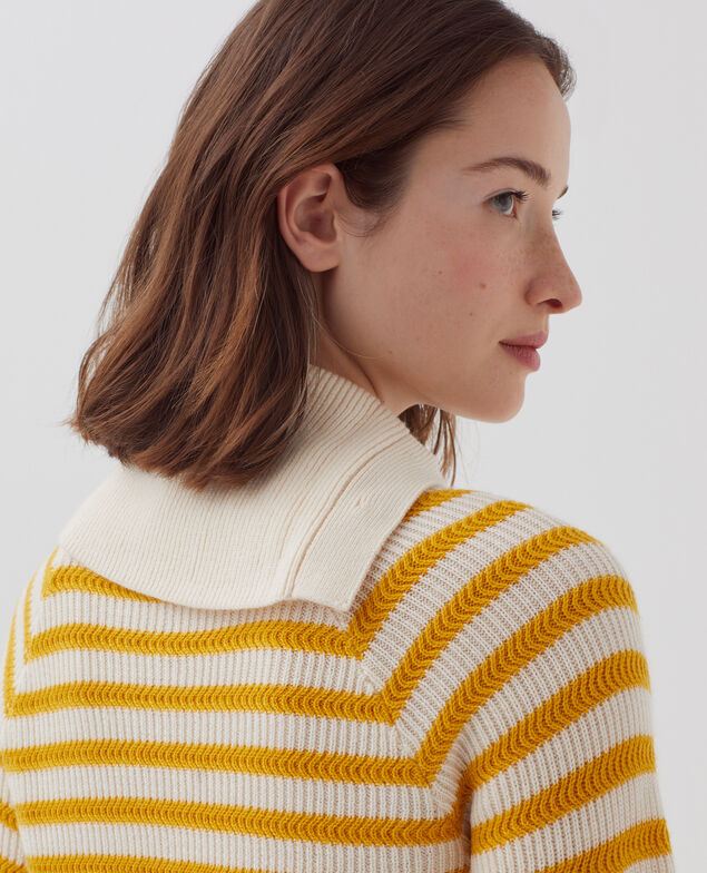 Marinepullover aus Merinowolle mit Knopfleiste I471 st ecru yellow