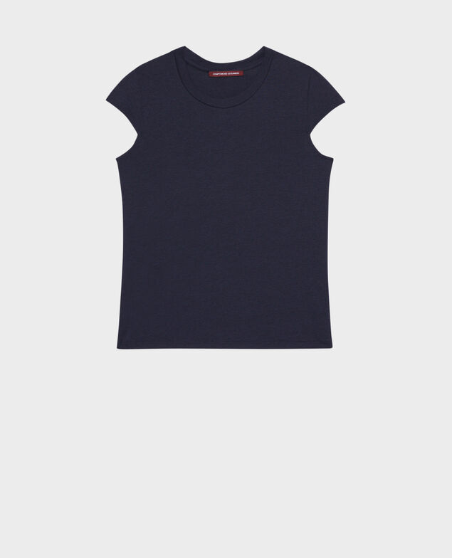MANON – T-Shirt mit Rundhalsausschnitt aus gemischter Baumwolle 7012c 69 navy