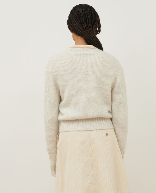 Cardigan aus Alpakamischwolle A009 white knit 3wca050w38