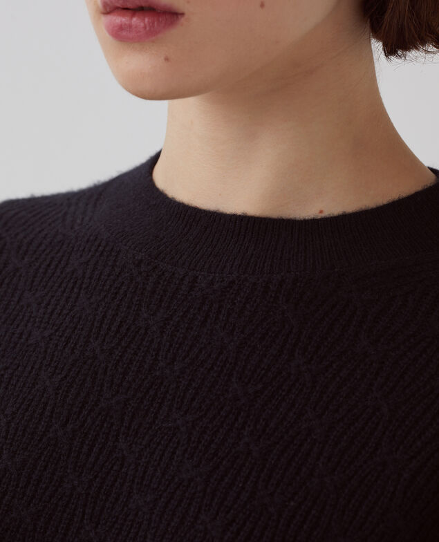 Pullover mit Zierstrick H091 black beauty