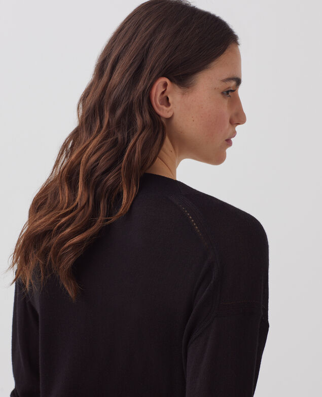 Pullover mit V-Ausschnitt aus Wolle und Seide H091 black beauty