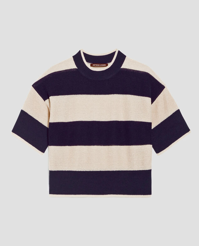 Cropped Pullover mit kurzen Ärmeln aus Leinen H692 large baritone