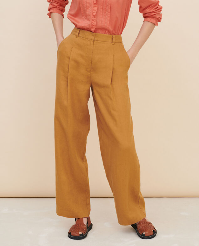 YVONNE - Weite Hose aus Leinen 36 brown 2spa396f03