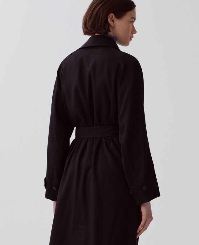 CATHERINE - Langer Trenchcoat mit fließendem Fall H091 black beauty