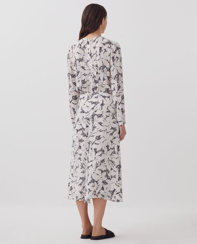 Langes fließendes Kleid J301 flower camo ecru