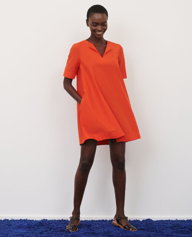 Kurzes Kleid aus Baumwolle und Seide Pureed pumpkin