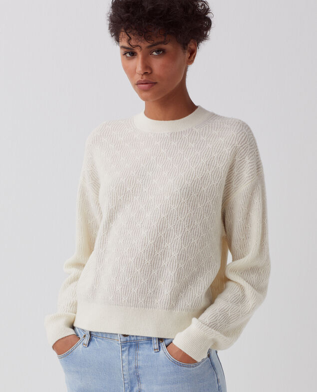 Pullover mit Zierstrick I010 glass green beige