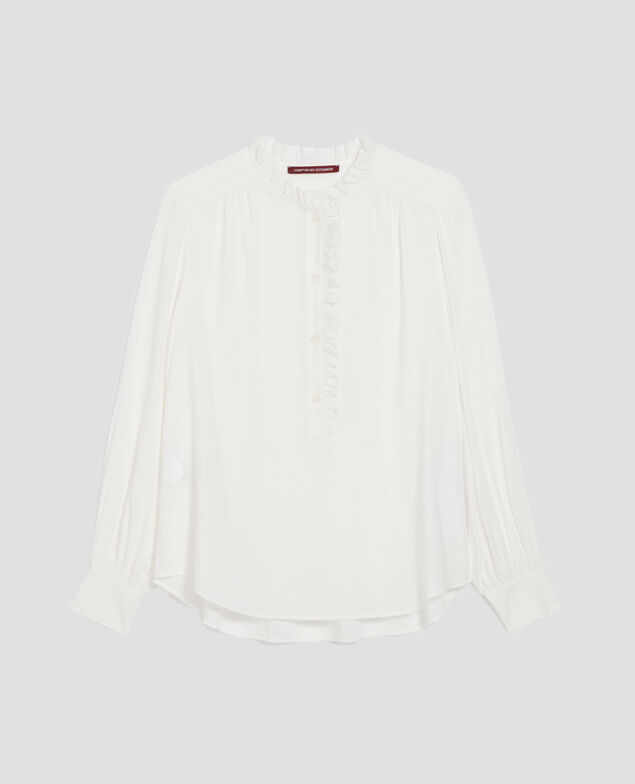 Bluse mit Volant-Details H013 gardenia