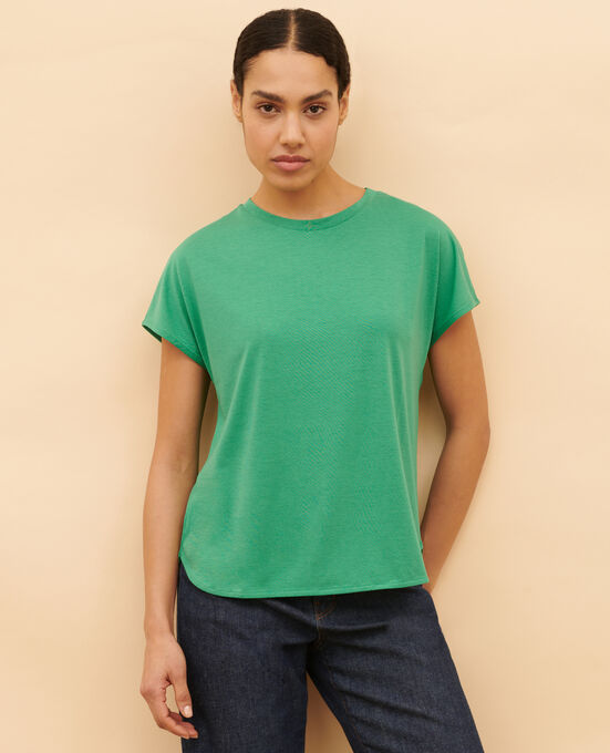 Weites T-Shirt aus Baumwolle 0542 PINE GREEN