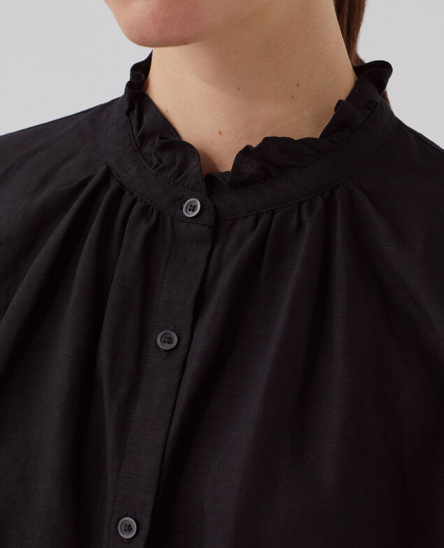 Ärmellose Bluse mit Rüschenkragen U090 black