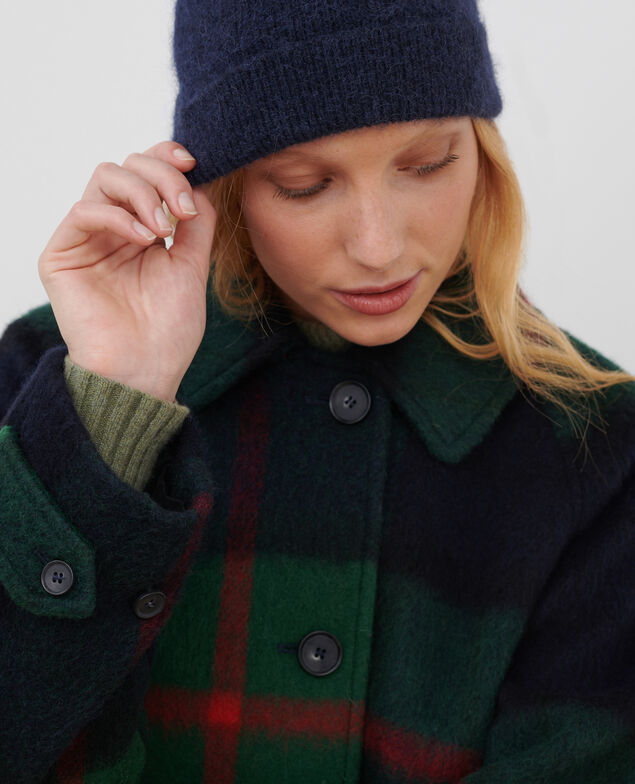 Langer Mantel aus Mischwolle A551 green check