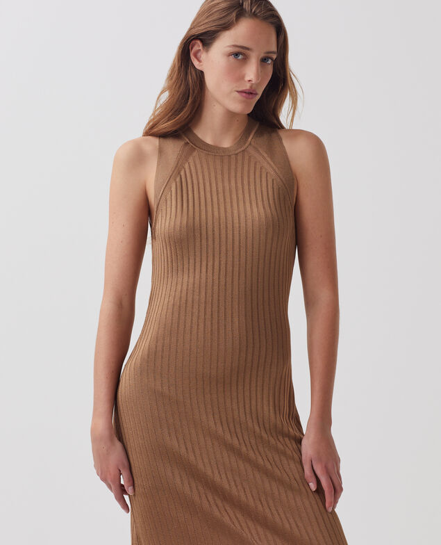 Langes Rippstrickkleid H330 tiger's eye