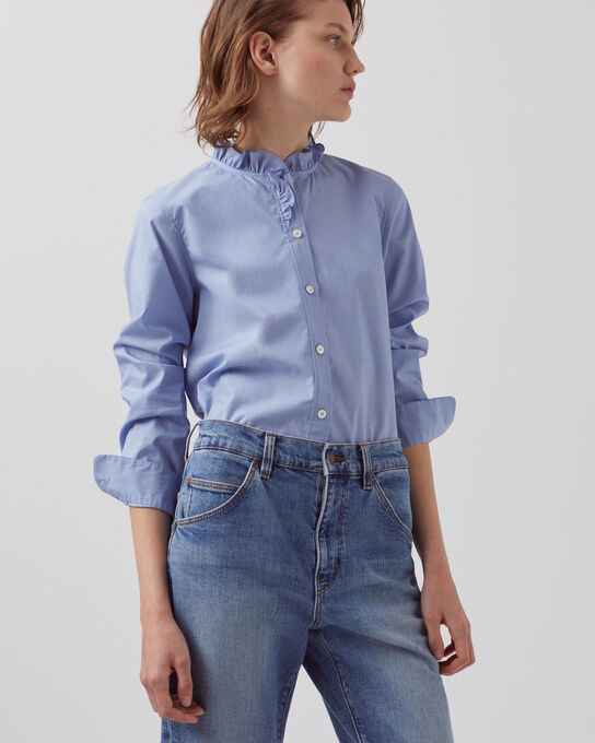 Bluse aus Baumwoll-Popelin A613 BLUE STRIPE
