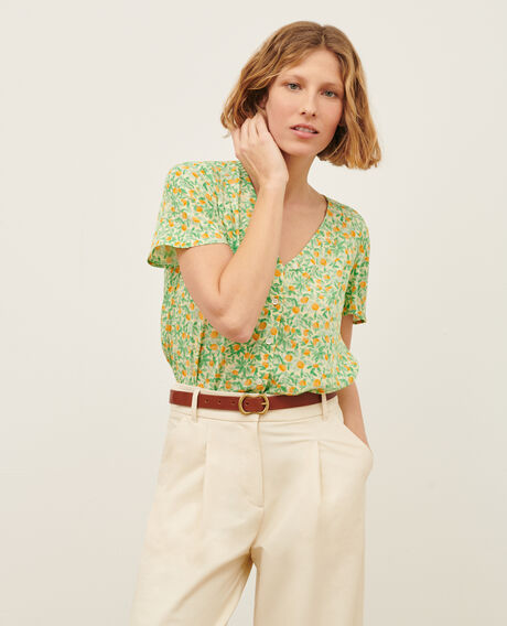 Fließende gemusterte Bluse 0420 zest yellow 3sbl193v02