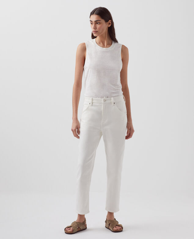 MARCELLE - Top aus Leinen H001 brillant white