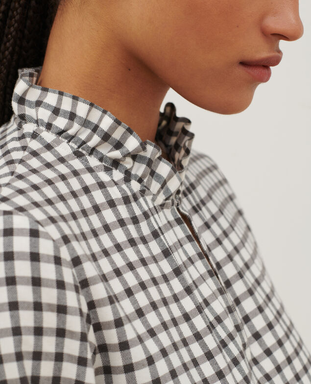 Bluse aus Mischbaumwolle A093 black check