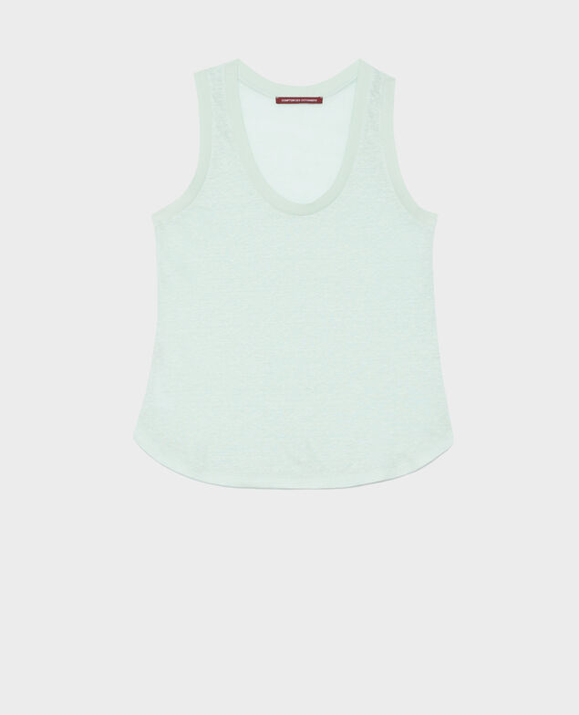 Ärmelloses T-Shirt aus Leinen 0500 surf spray green 3ste180f05