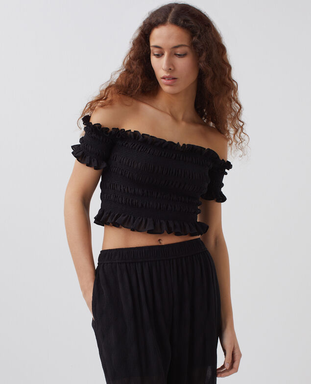 Kurzes gesmocktes Top H091 black beauty