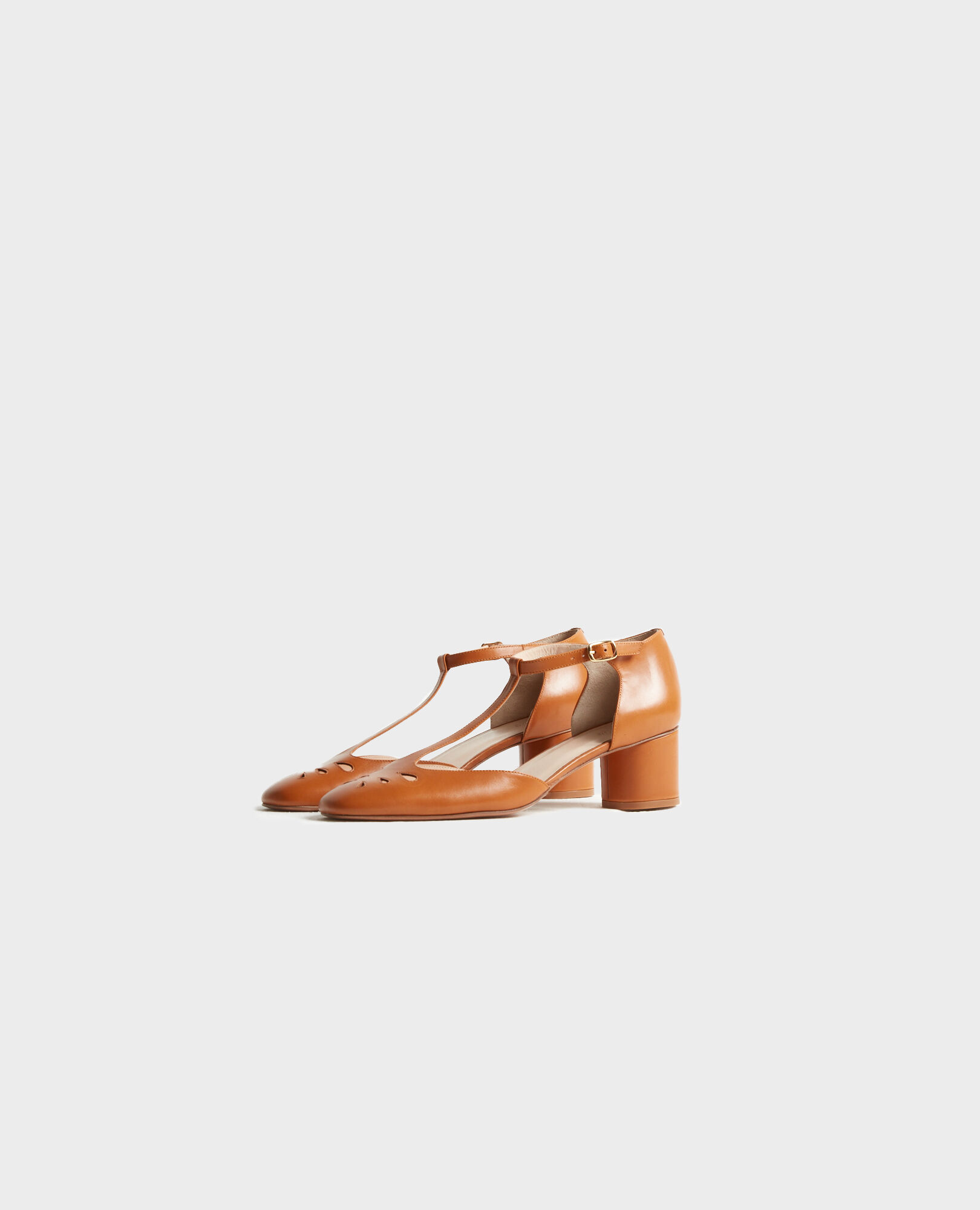 Salome-Schuhe aus Leder Camel Pegeve