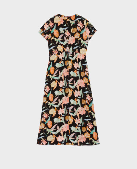 LUDIVINE - Fließendes langes Kleid 0909 black aubepine 3sdr167v02