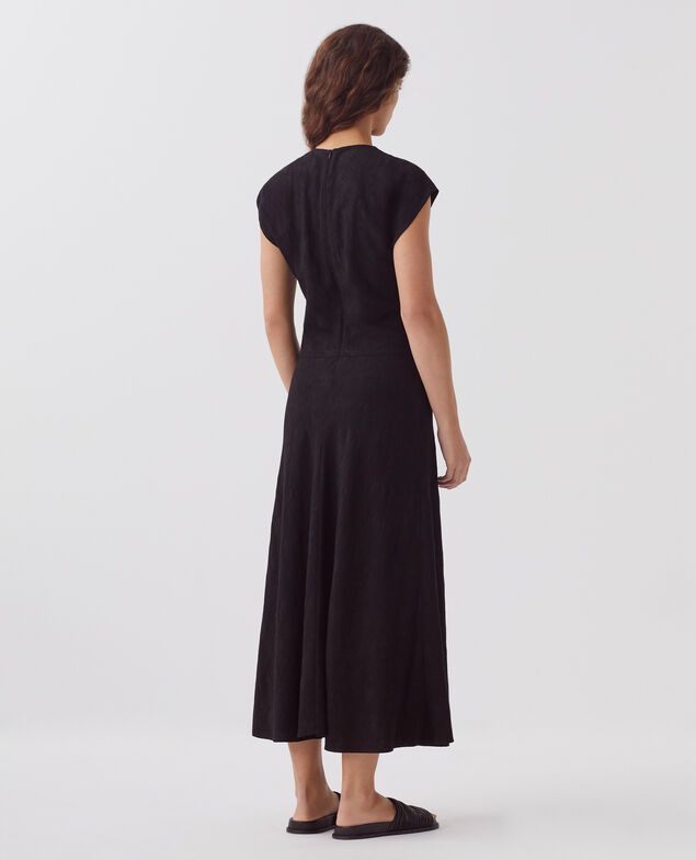 Langes fließendes Kleid mit Zopfmuster H091 black beauty