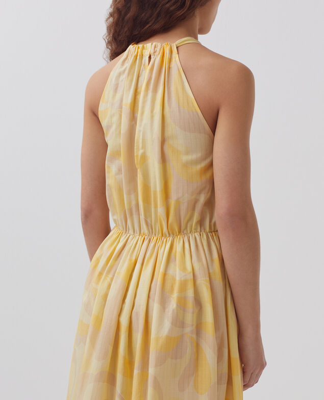 Langes Kleid mit amerikanischem Ausschnitt H413 anemone yellow