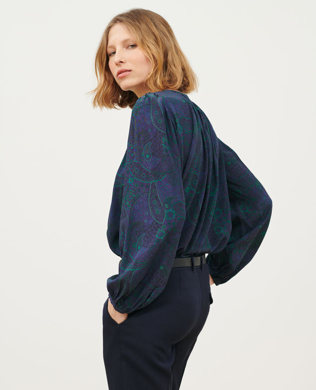 Fließende gemusterte Bluse A684 paisley navy