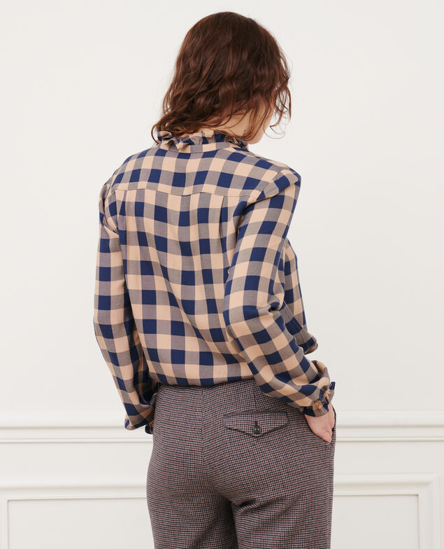 Fließende Bluse mit Karos 8867 32 beige check