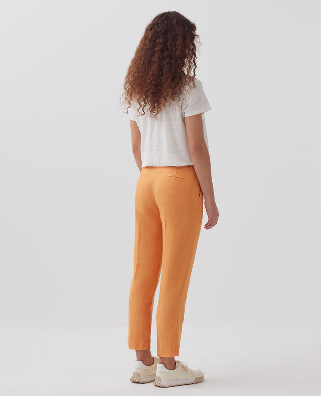MARGUERITE - Zigarettenhose aus Leinen H220 apricot tan